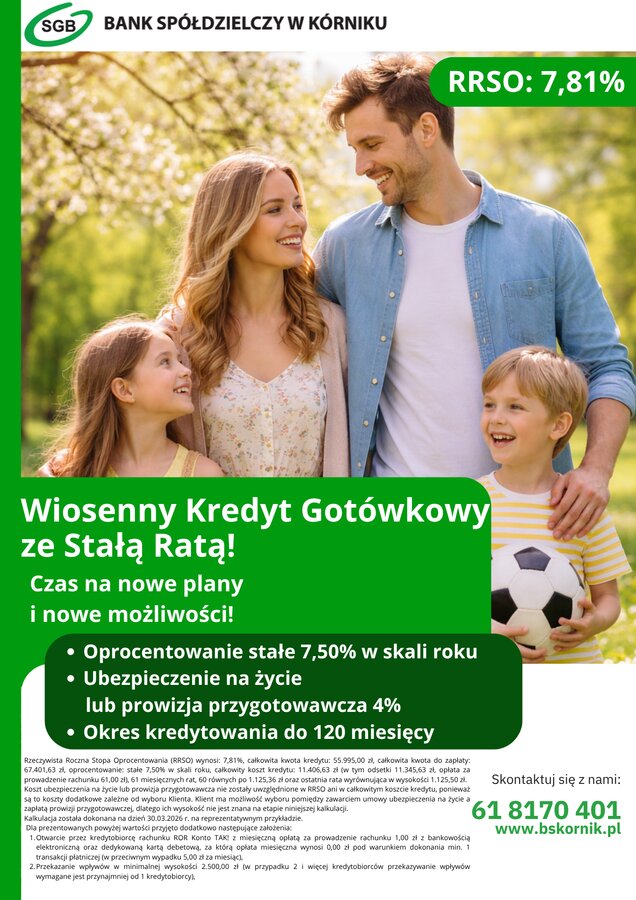 Wiosenny kredyt gotówkowy ze stałą ratą